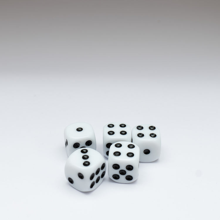 White 14mm D6 Dice Pack of 5