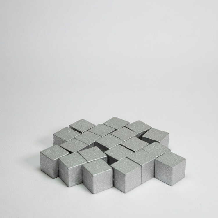 Silver Wooden Cube 10mm Game Pieces 20 Pack