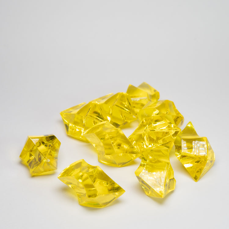 Yellow Acrylic Raw Gem Stones 25mm pack of 10