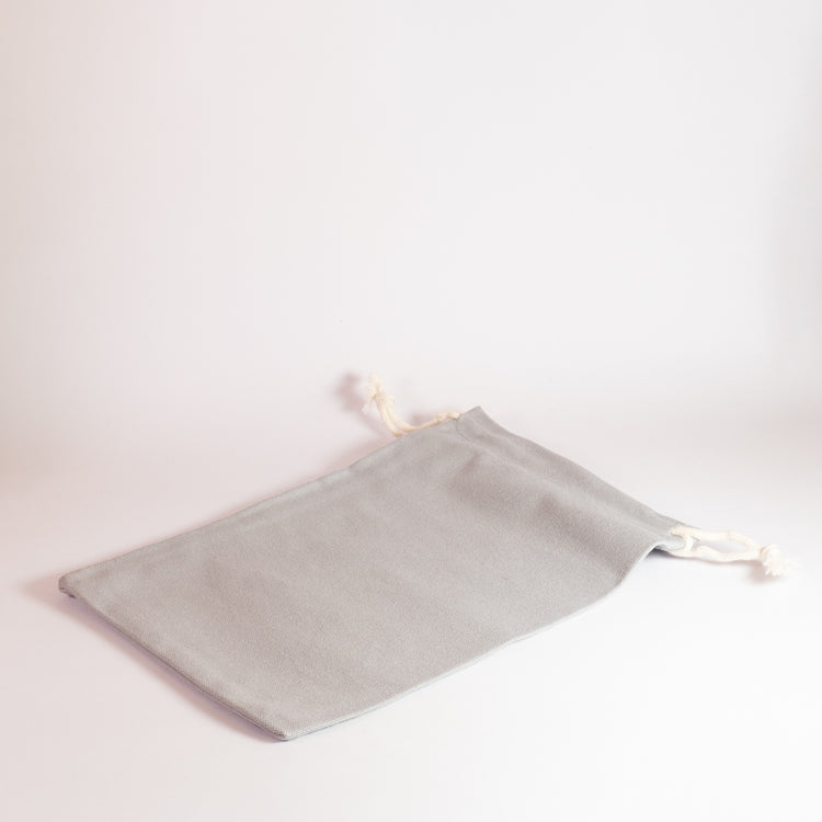 Grey Linen 17x13cm Drawstring Bag