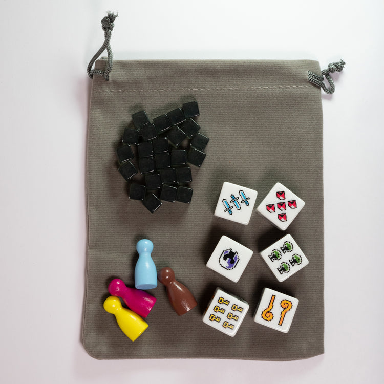 Grey Velvet 15x12cm Drawstring Bag