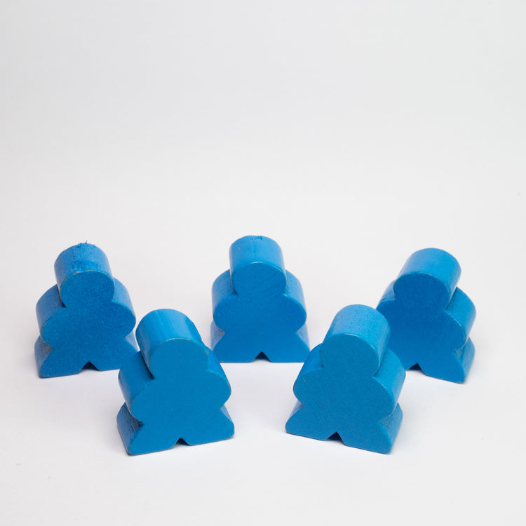 Blue Wooden Meeple 23mm 5 pack