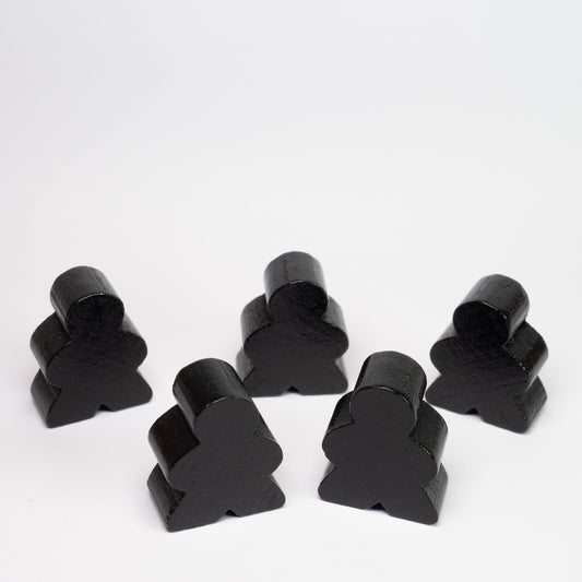 Black Wooden Meeple 23mm 5 pack
