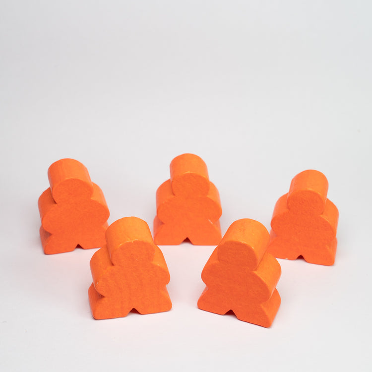 Orange Wooden Meeple 23mm 5 pack