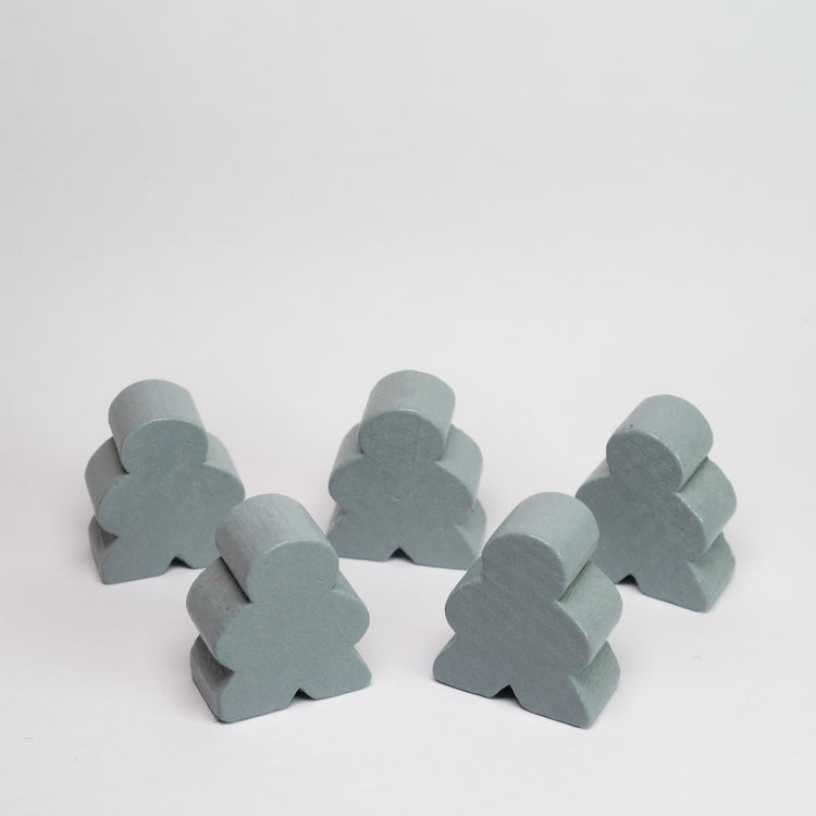 Grey Wooden Meeple 23mm 5 pack