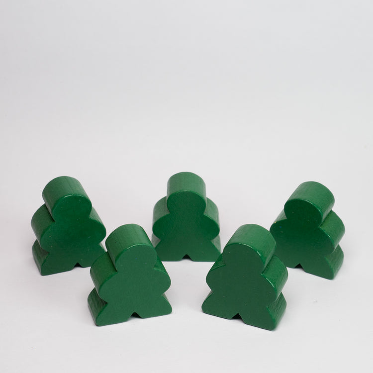 Green Wooden Meeple 23mm 5 pack