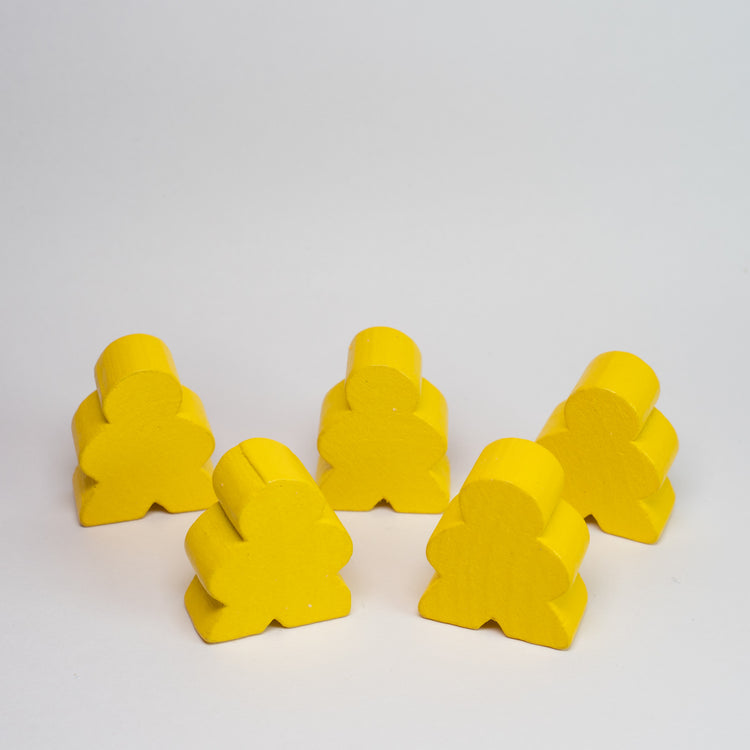 Yellow Wooden Meeple 23mm 5 pack