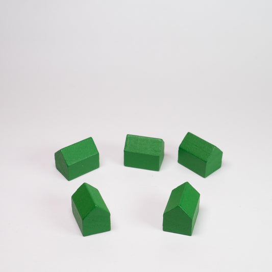 Green Wooden Settlement House Pack of 5