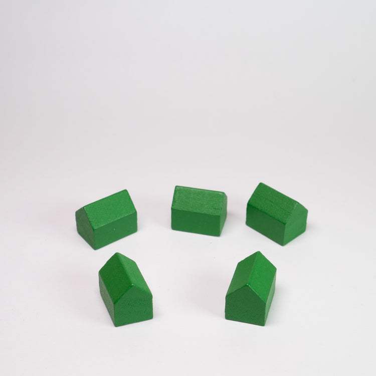 Green Wooden Settlement House Pack of 5