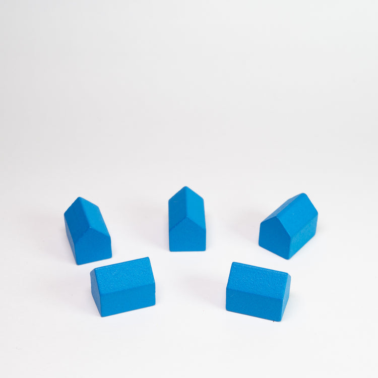 Blue Wooden Settlement House Pack of 5