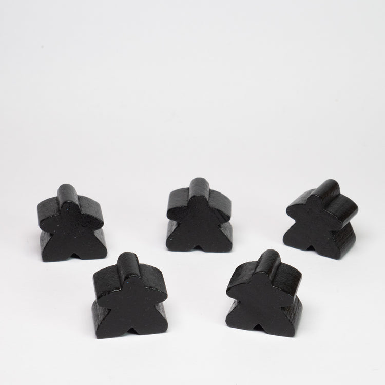 Black Wooden 15mm Meeple Pack of 5