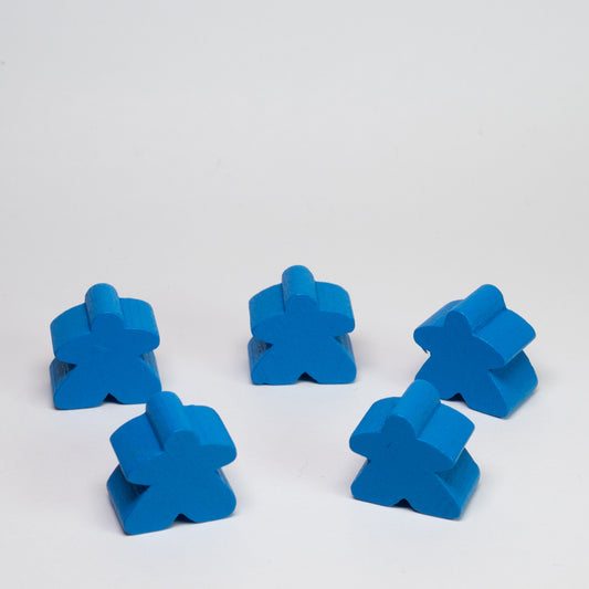 Blue Wooden 15mm Meeple Pack of 5