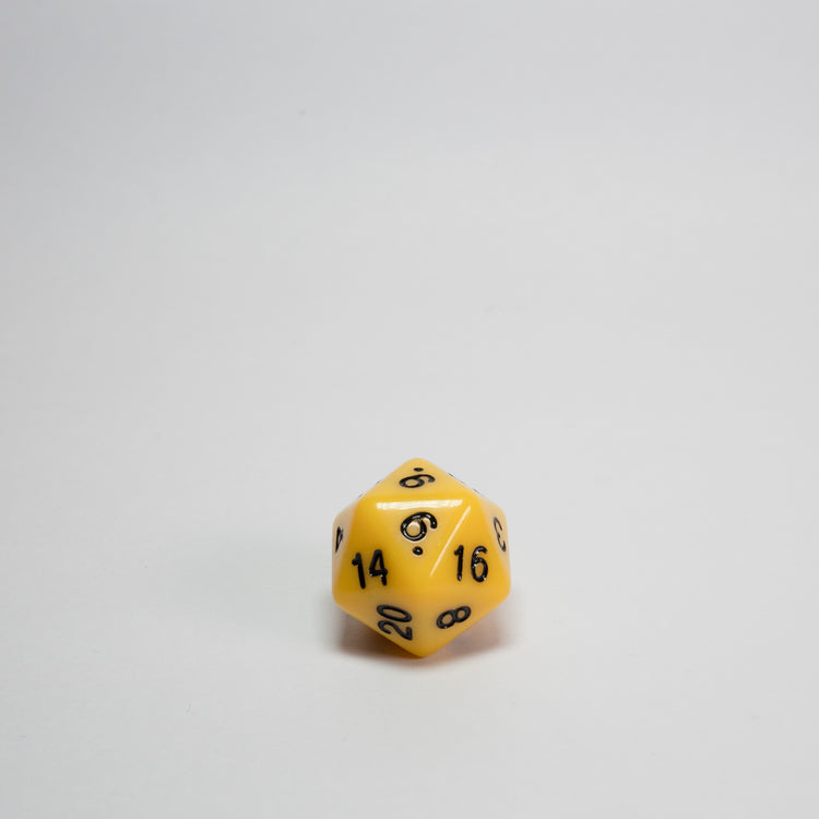 Yellow Acrylic D20 Dice