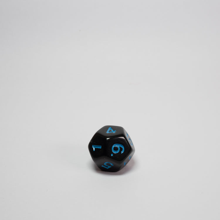 Black and Blue Acrylic D12 Dice