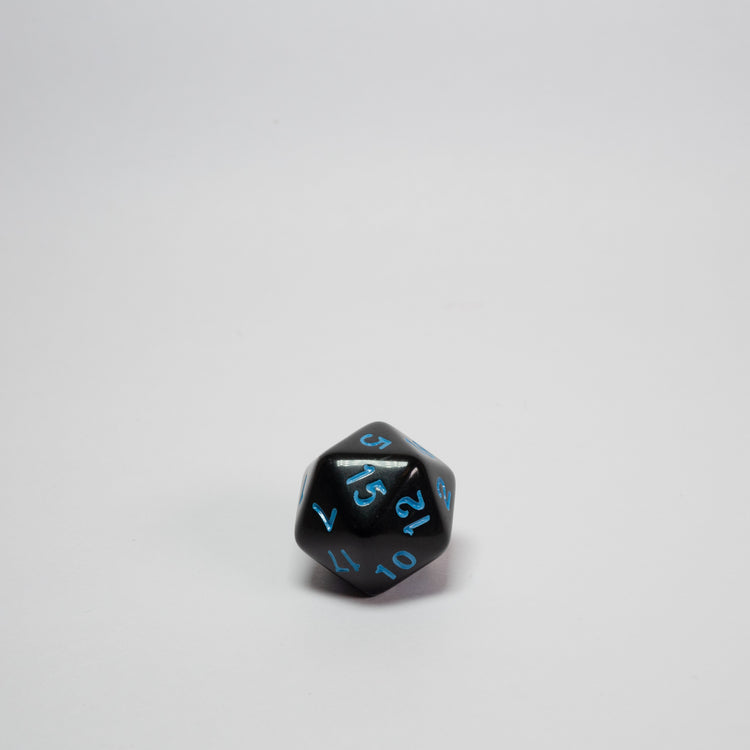 Black and Blue Acrylic D20 Dice
