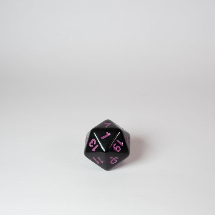 Black and Purple Acrylic D20 Dice