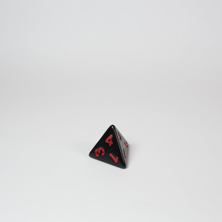 Black and Red Acrylic D4 Dice