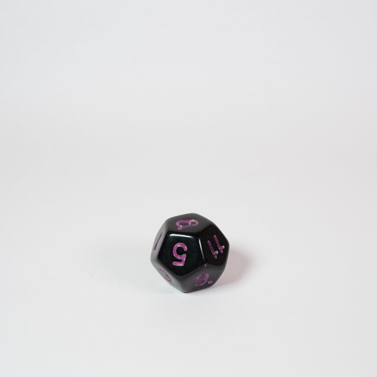 Black and Purple Acrylic D12 Dice