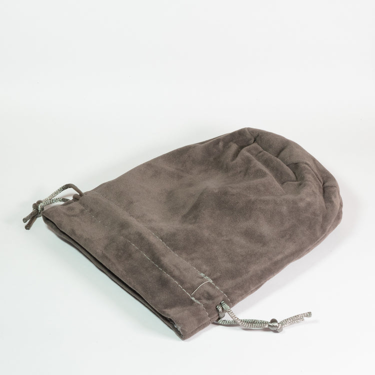 Grey Round Bottom Satin and Velvet Bag