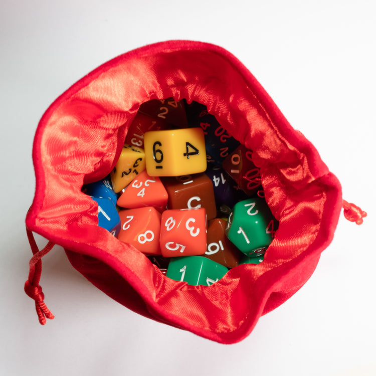 Red Round Bottom Satin and Velvet Bag