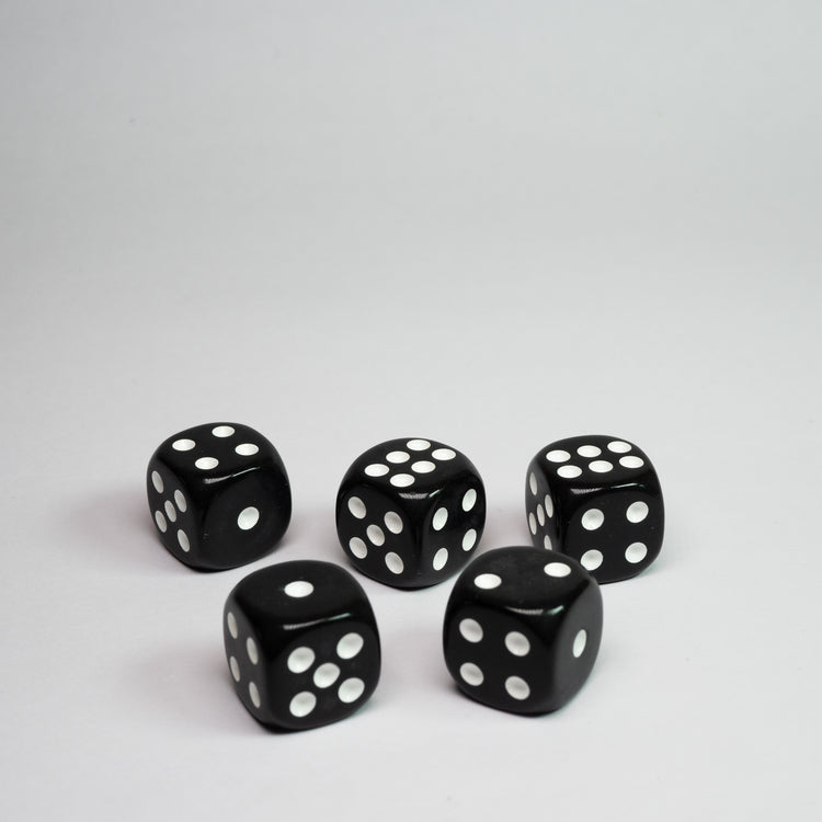 Black 14mm D6 Dice Pack of 5