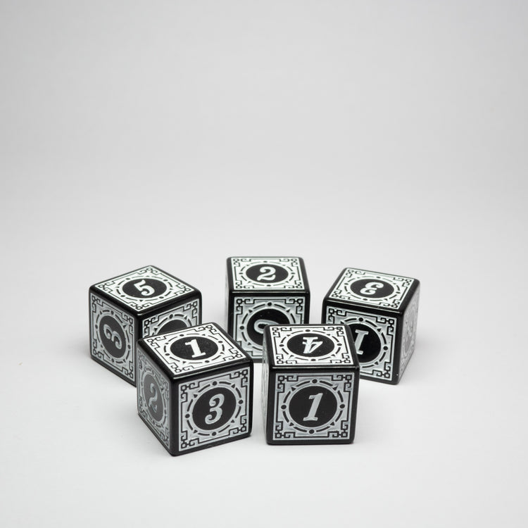 White Acrylic D6 Steampunk Dice 16mm Pack of 5