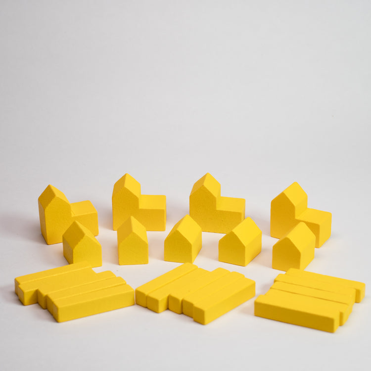 Yellow Wooden Catan Parts Set