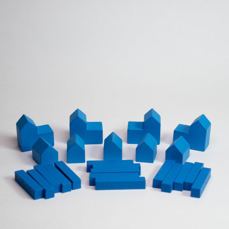Blue Wooden Catan Parts Set