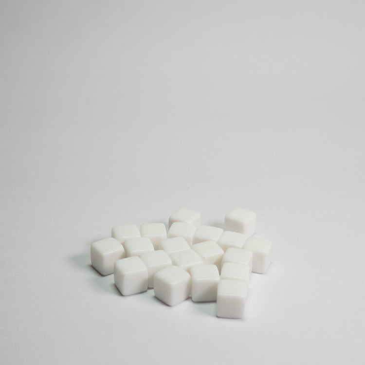 Opaque White Acrylic Cube 8mm Game Pieces 20 pack