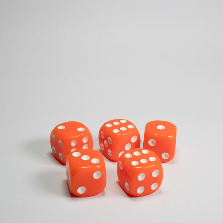 Orange 16mm D6 Dice Pack of 5