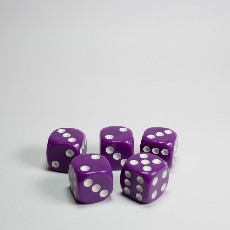 Purple 16mm D6 Dice Pack of 5