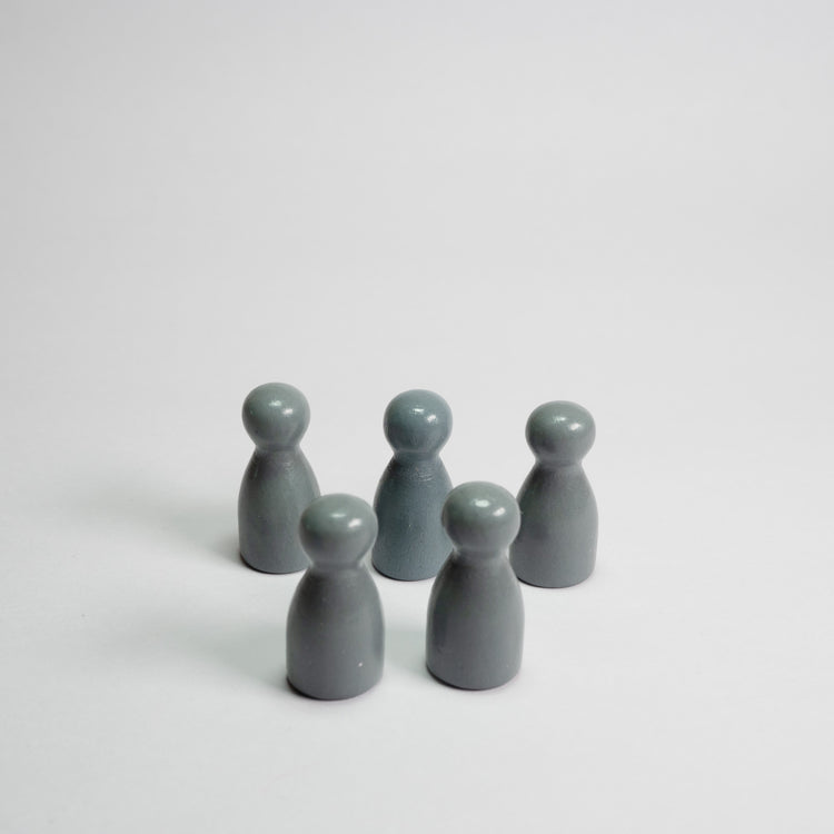 Grey Wooden Pawns 25mm pack of 5