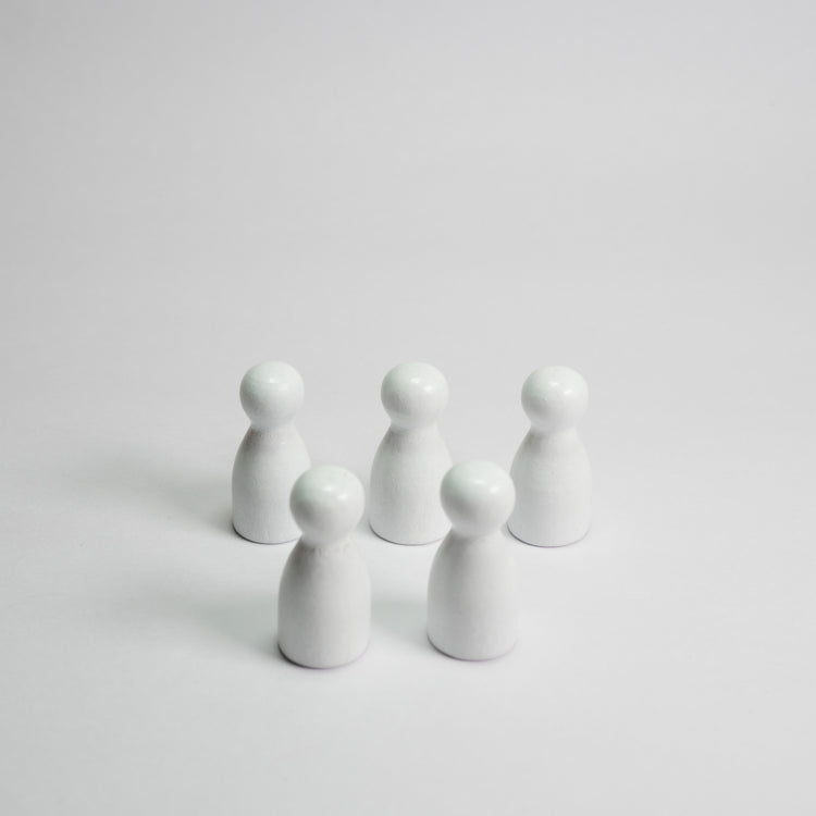White Wooden Pawns 25mm pack of 5