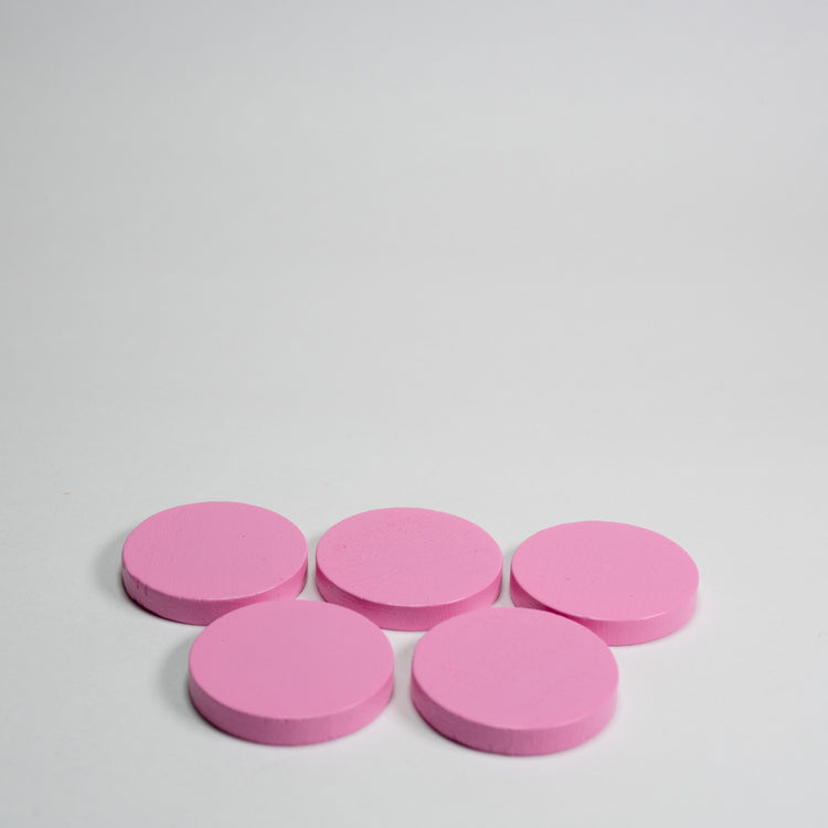 Pink Wooden Discs 25mm Pack of 5