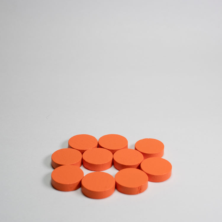 Orange Wooden Discs 15mm Pack of 10