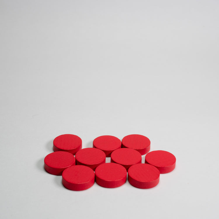 Red Wooden Discs 15mm Pack of 10