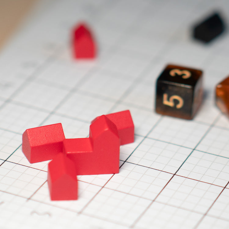 Red Wooden City Building Pack of 5