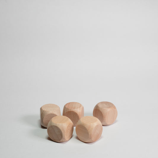 Blank Wooden D6 Dice 16mm 5 Pack