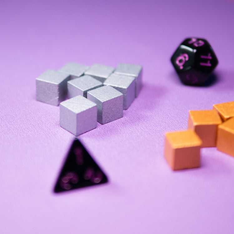 Silver Wooden Cube 10mm Game Pieces 20 Pack
