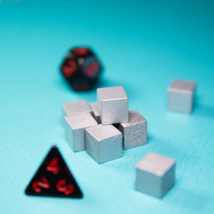 Silver Wooden Cube 10mm Game Pieces 20 Pack