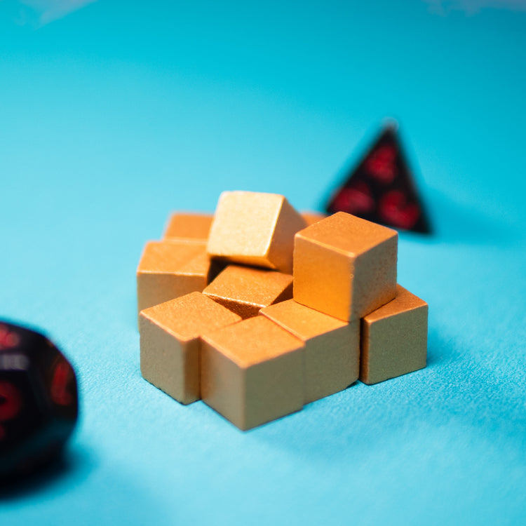Gold Wooden Cube 10mm Game Pieces 20 Pack