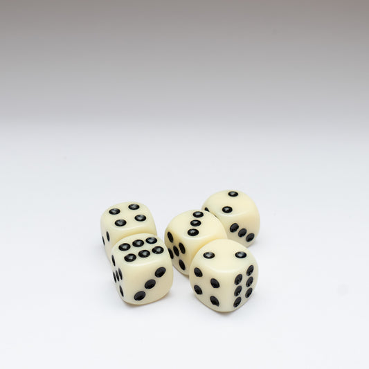 Bone 14mm D6 Dice Pack of 5