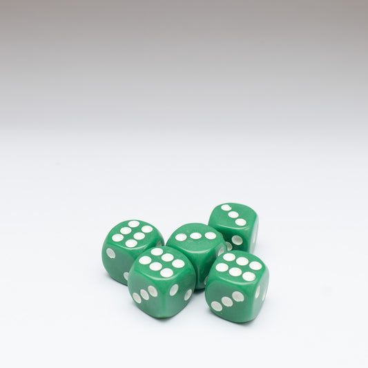 Green 14mm D6 Dice Pack of 5