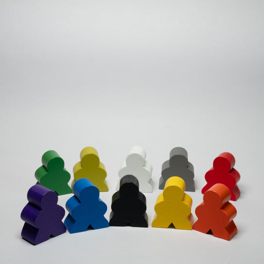 Assorted Colour Wooden Meeple 23mm 10 pack