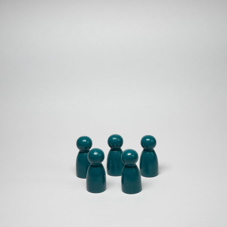 Teal Wooden Pawns 25mm pack of 5