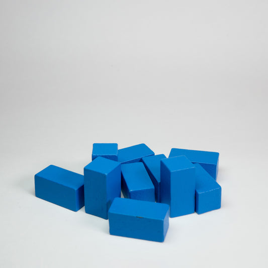 Blue Wooden Rectangle 10mm Game Pieces 10 Pack
