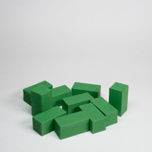 Green Wooden Rectangle 10mm Game Pieces 10 Pack