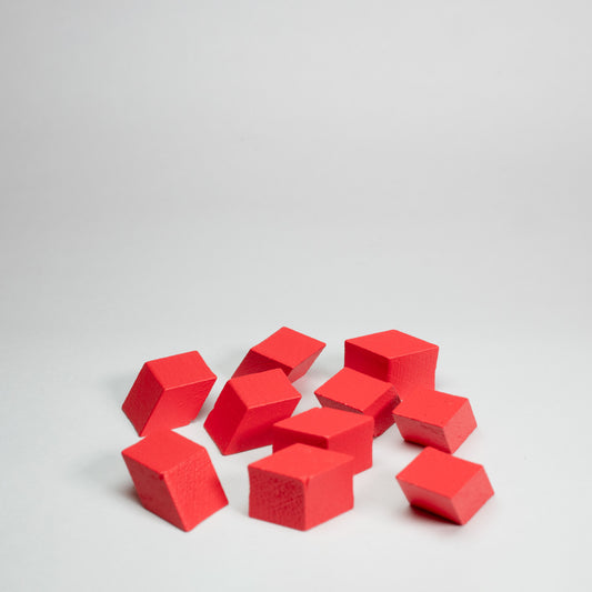 Red Wooden Rhombus 10mm Game Pieces 10 Pack