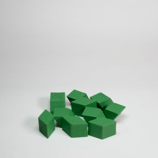 Green Wooden Rhombus 10mm Game Pieces 10 Pack