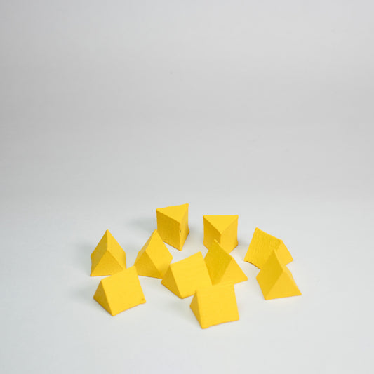 Yellow Wooden Triangle Prism 10mm Game Pieces 10 Pack